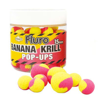 Fluro dvoubarevné pop-up boilies - 15mm - Krill & Banana