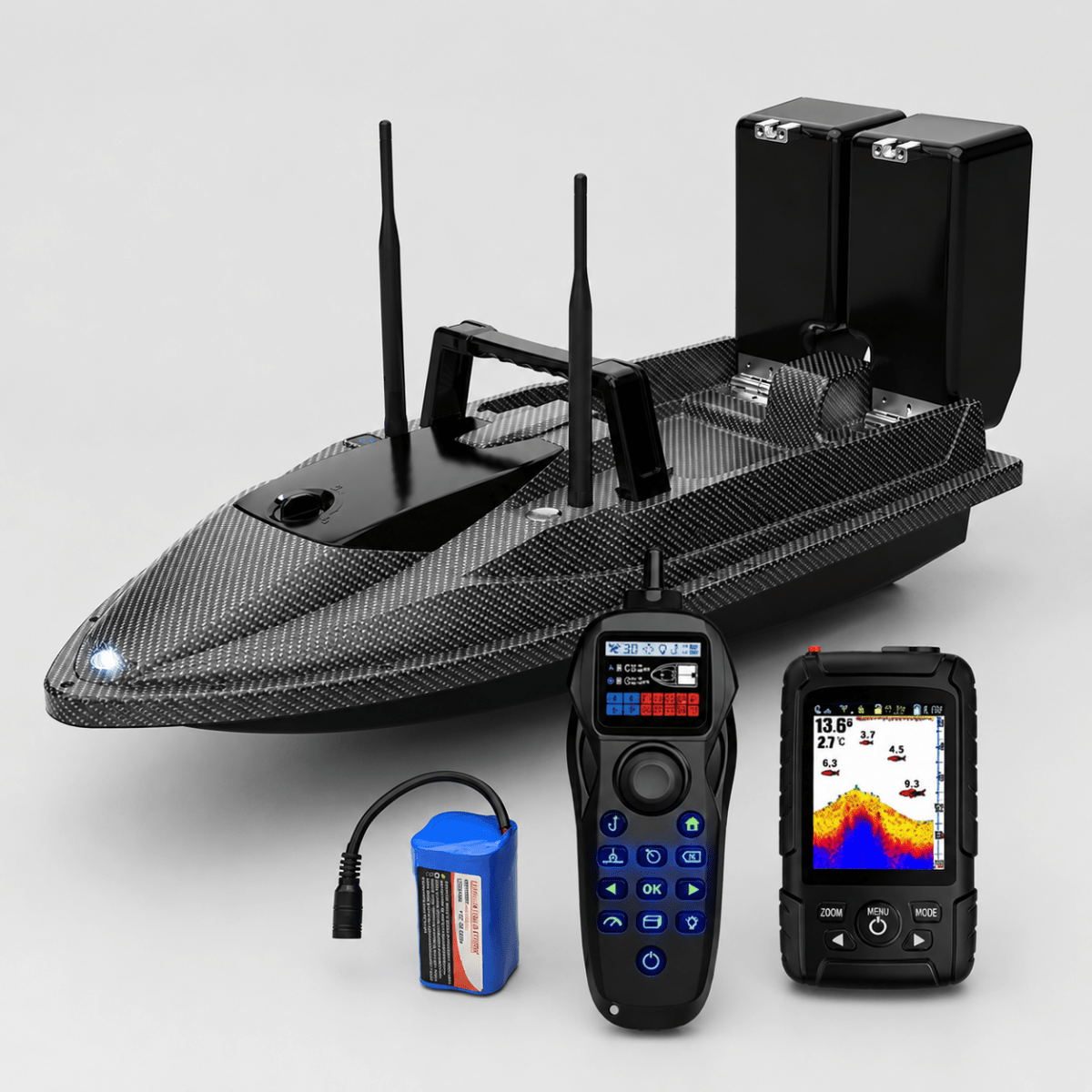 Booster Carp Medium Bait Boat - Carbon - PRO - Fishfinder + Autopilot - KarperCentrale